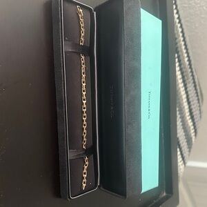 Authentic Tiffany & Co. 18k Gold T Narrow Chain Bracelet